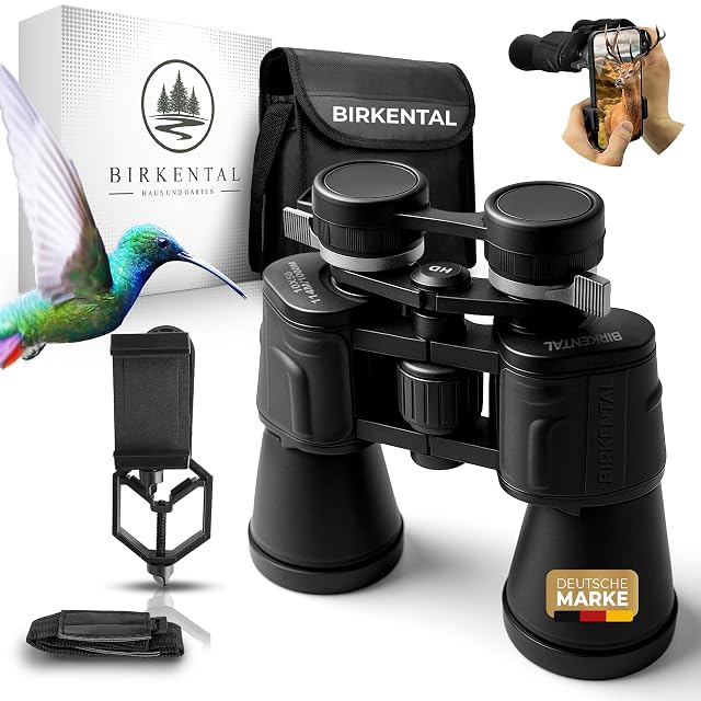Birkental 10x50 binocular in black with twist-up eyecups