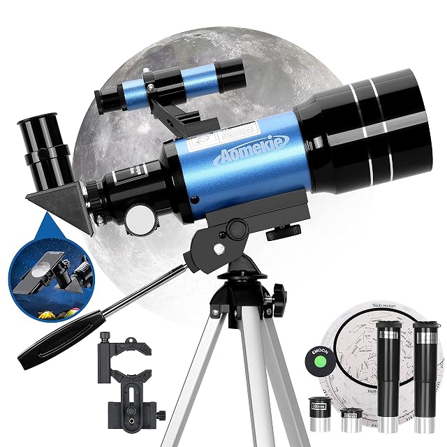AOMEKIE 70/300 beginner refractor on its aluminium tripod