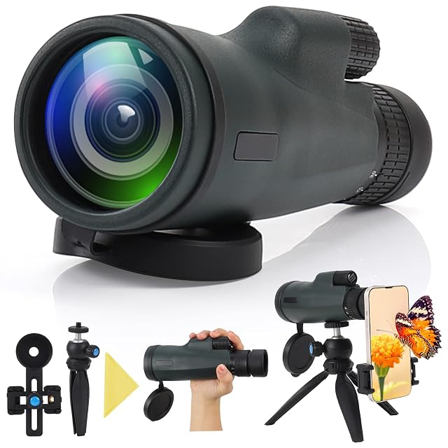 Czemo 10-30x50 zoom monocular with phone holder on its metal tripod
