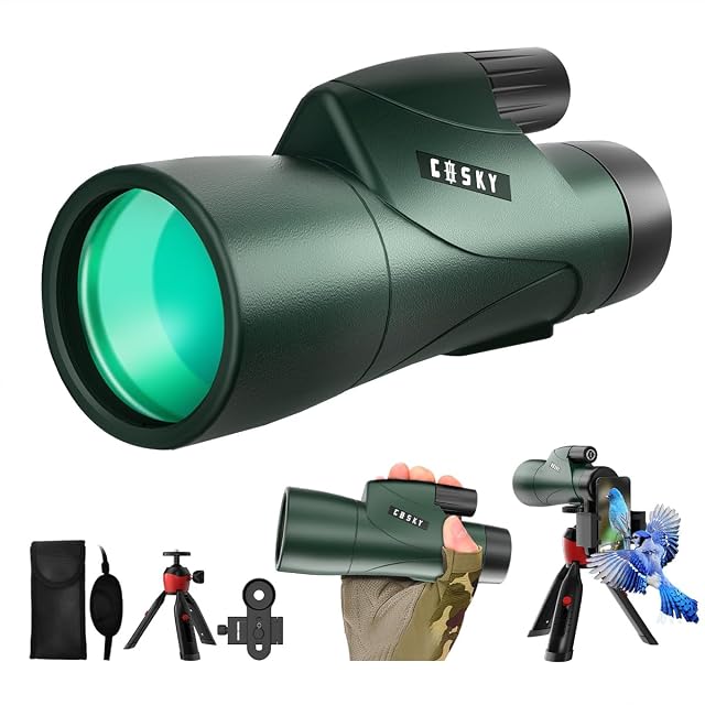 Gosky Piper 12x55 monocular with its smartphone adapter