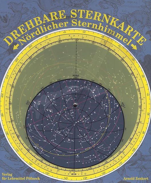 Rotating star chart for the northern sky with planet pointer