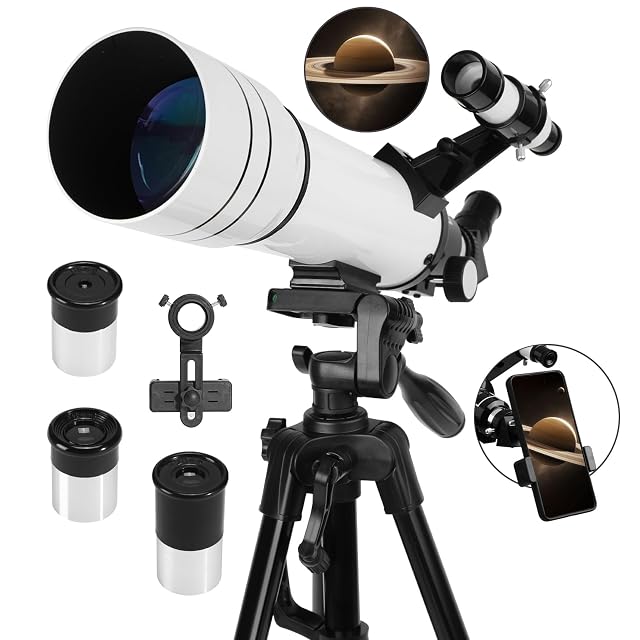 BOSSDUN TW18 white refractor on its stainless-steel tripod