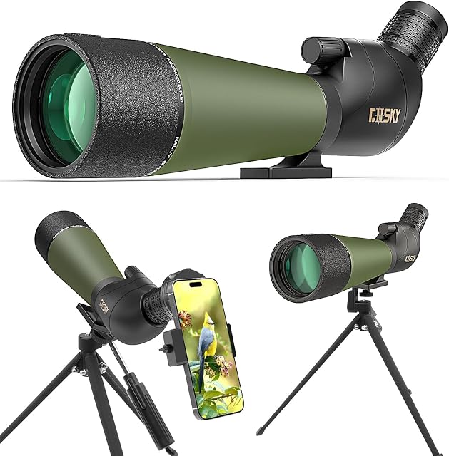 Gosky 20-60x80 spotting scope on its metal tabletop tripod