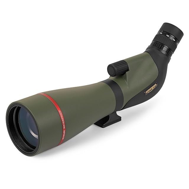 Omegon 20-60x80 zoom spotting scope with dew shield extended